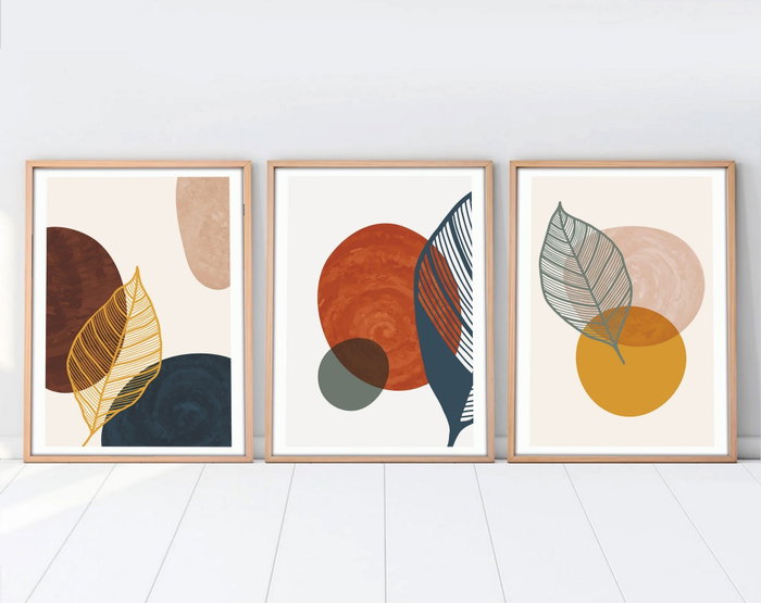 Wallity Cuadro Decorativo Enmarcado Huhu209 50 x 70 cm (3 piezas)